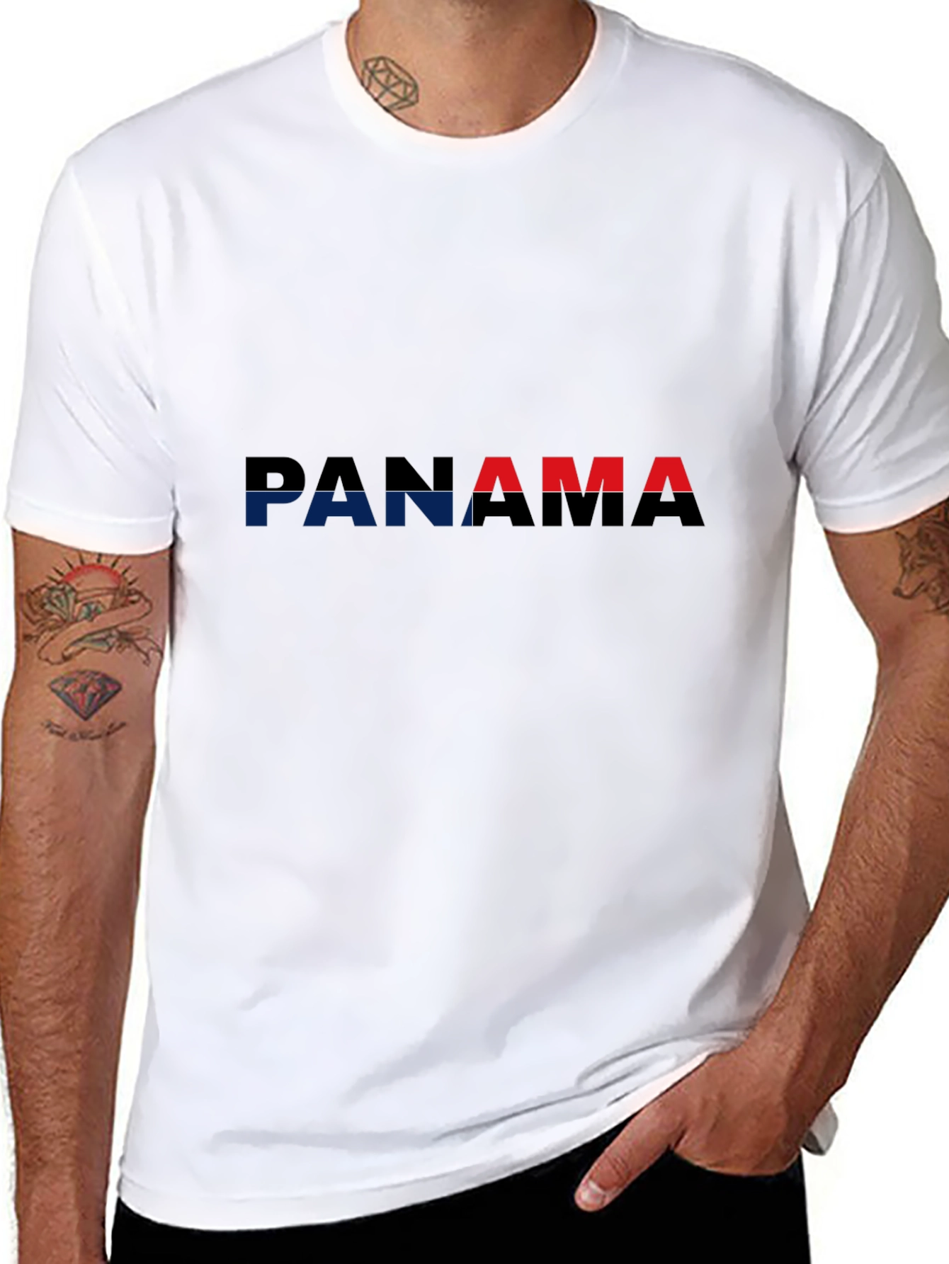 Panama Flag T-Shirt - Black Crew Neck