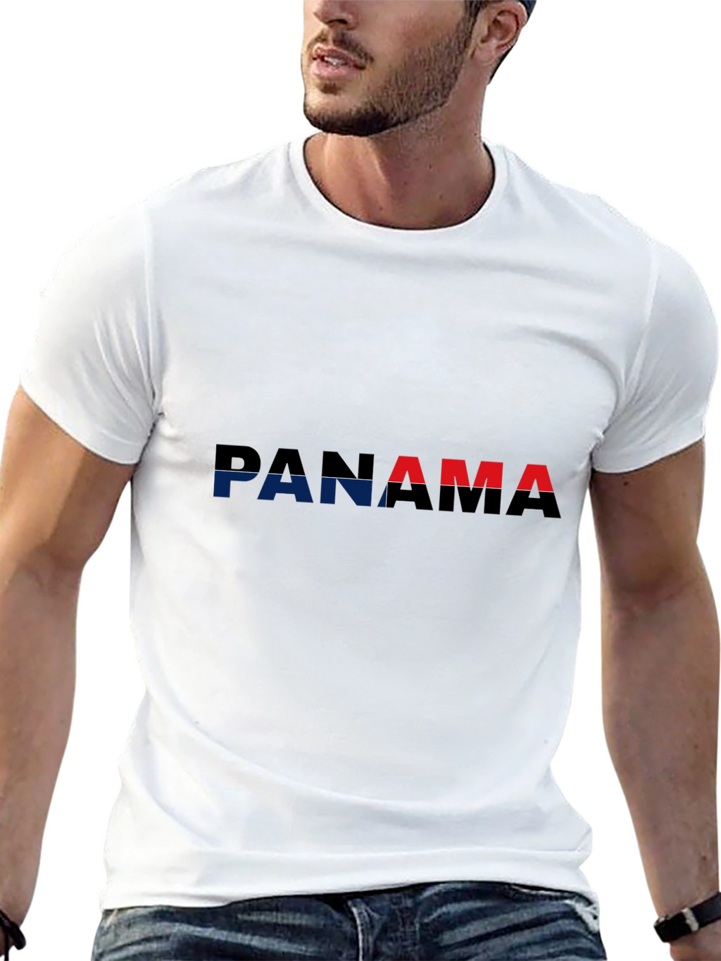 Panama Flag T-Shirt - Black Crew Neck