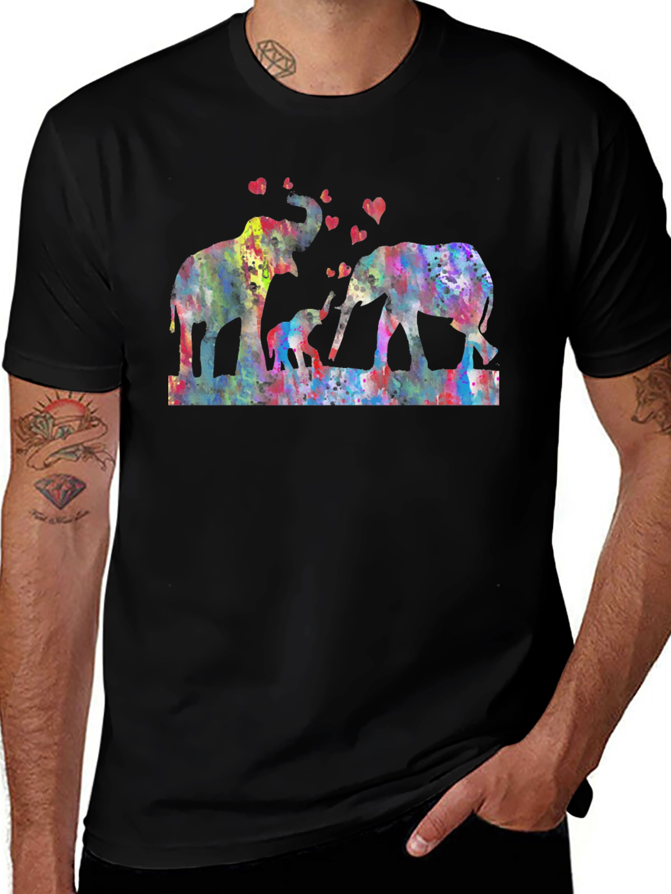 Elephant Family Watercolor Print Tee