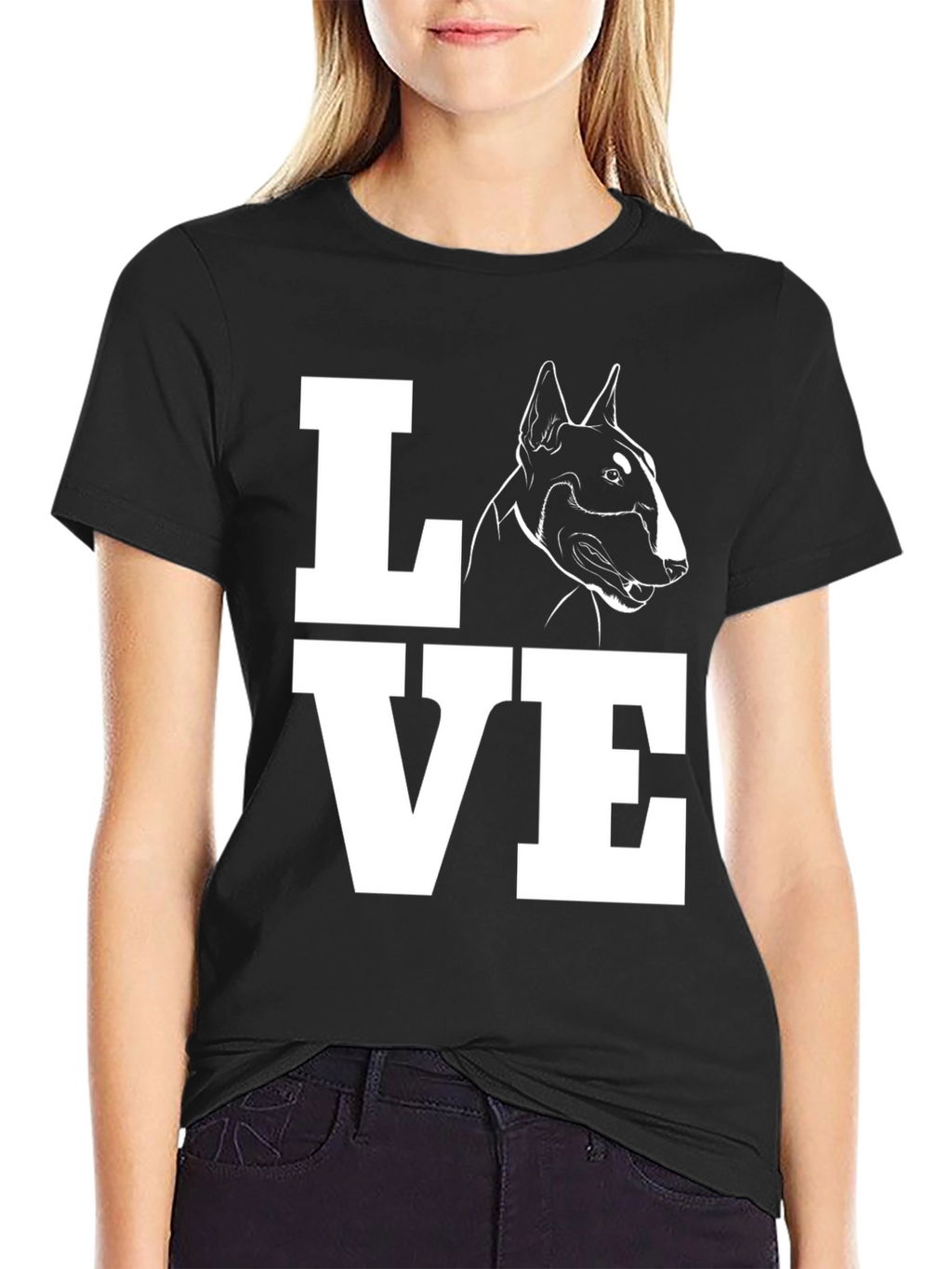 Bull Terrier Dog LOVE T-Shirt - Black