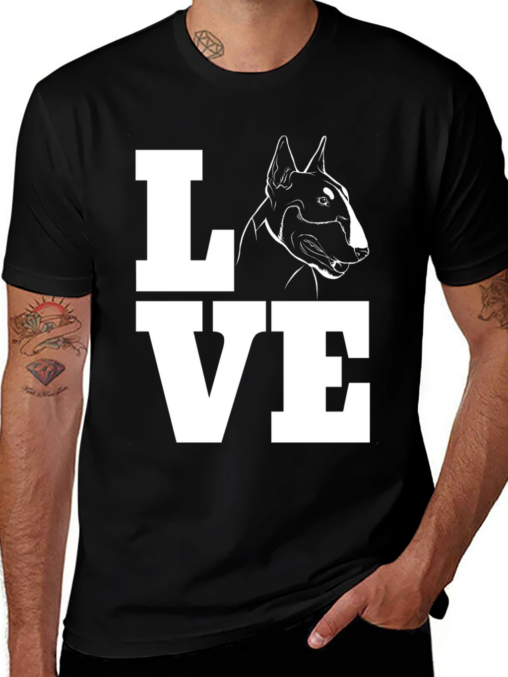 Bull Terrier Dog LOVE T-Shirt - Black