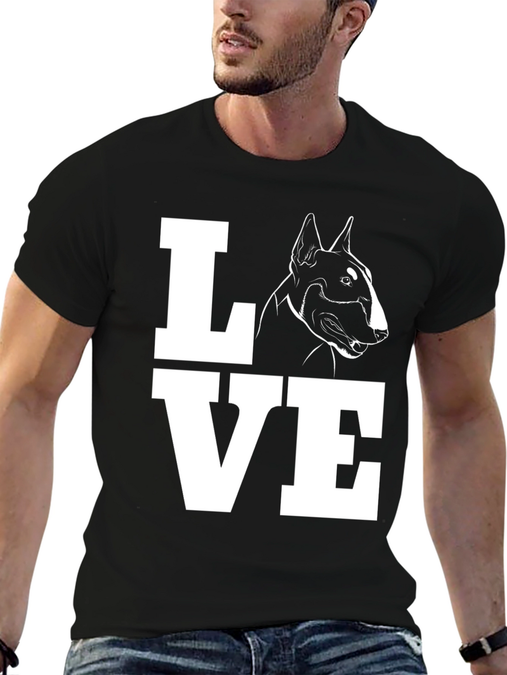Bull Terrier Dog LOVE T-Shirt - Black