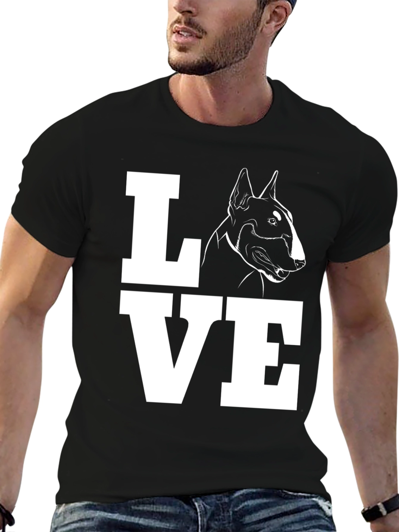 Bull Terrier Dog LOVE T-Shirt - Black