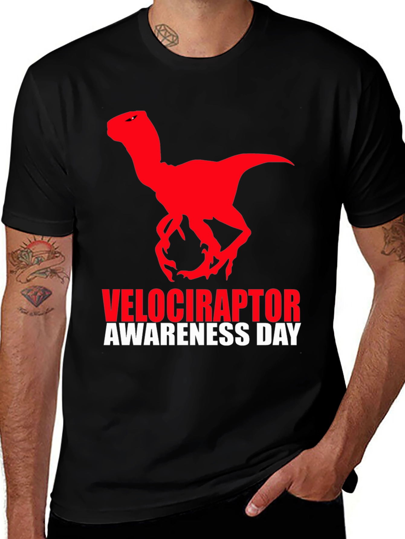 Velociraptor Awareness Day T-Shirt - Black