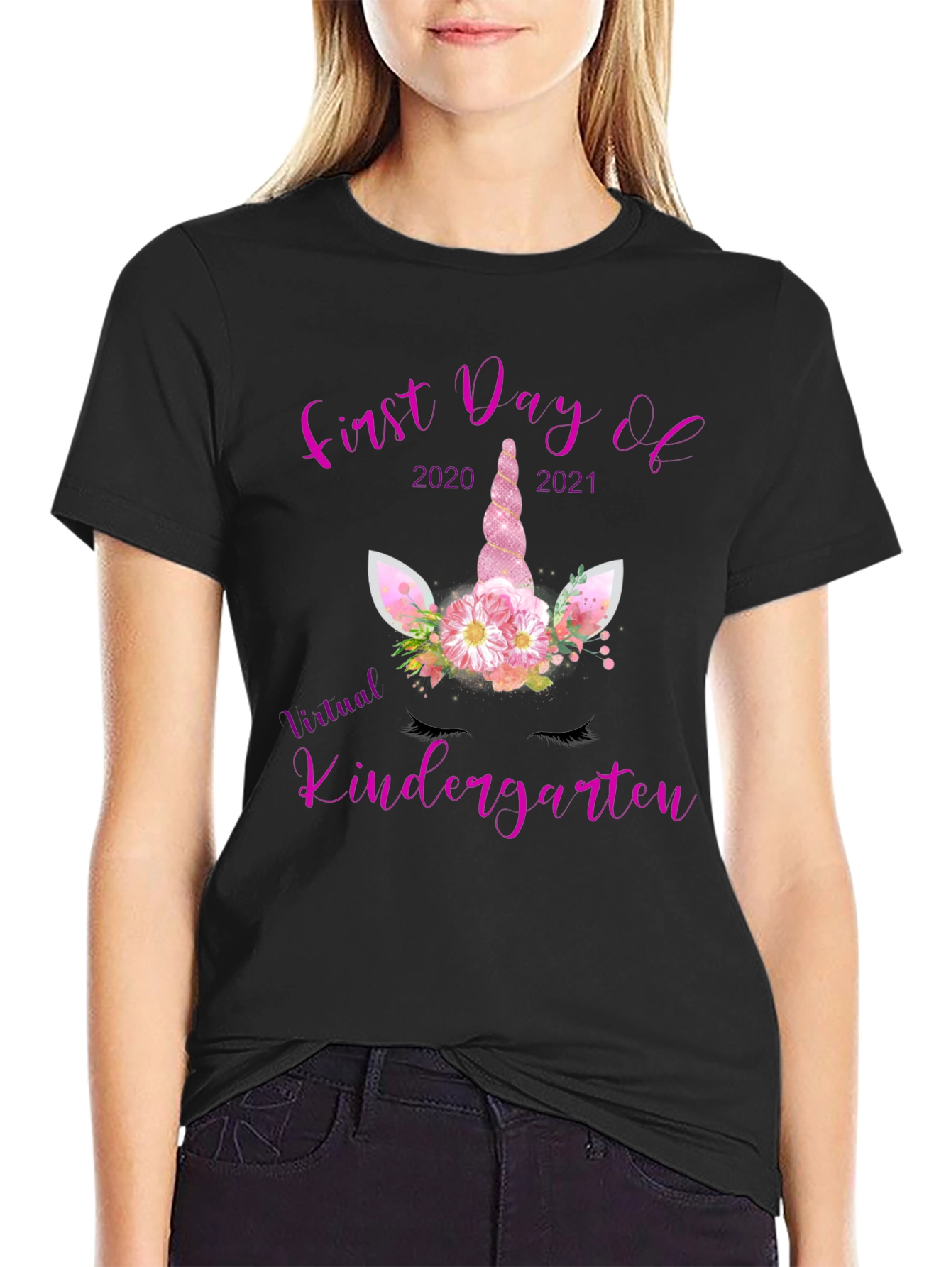 First Day of Virtual Kindergarten Unicorn T-Shirt