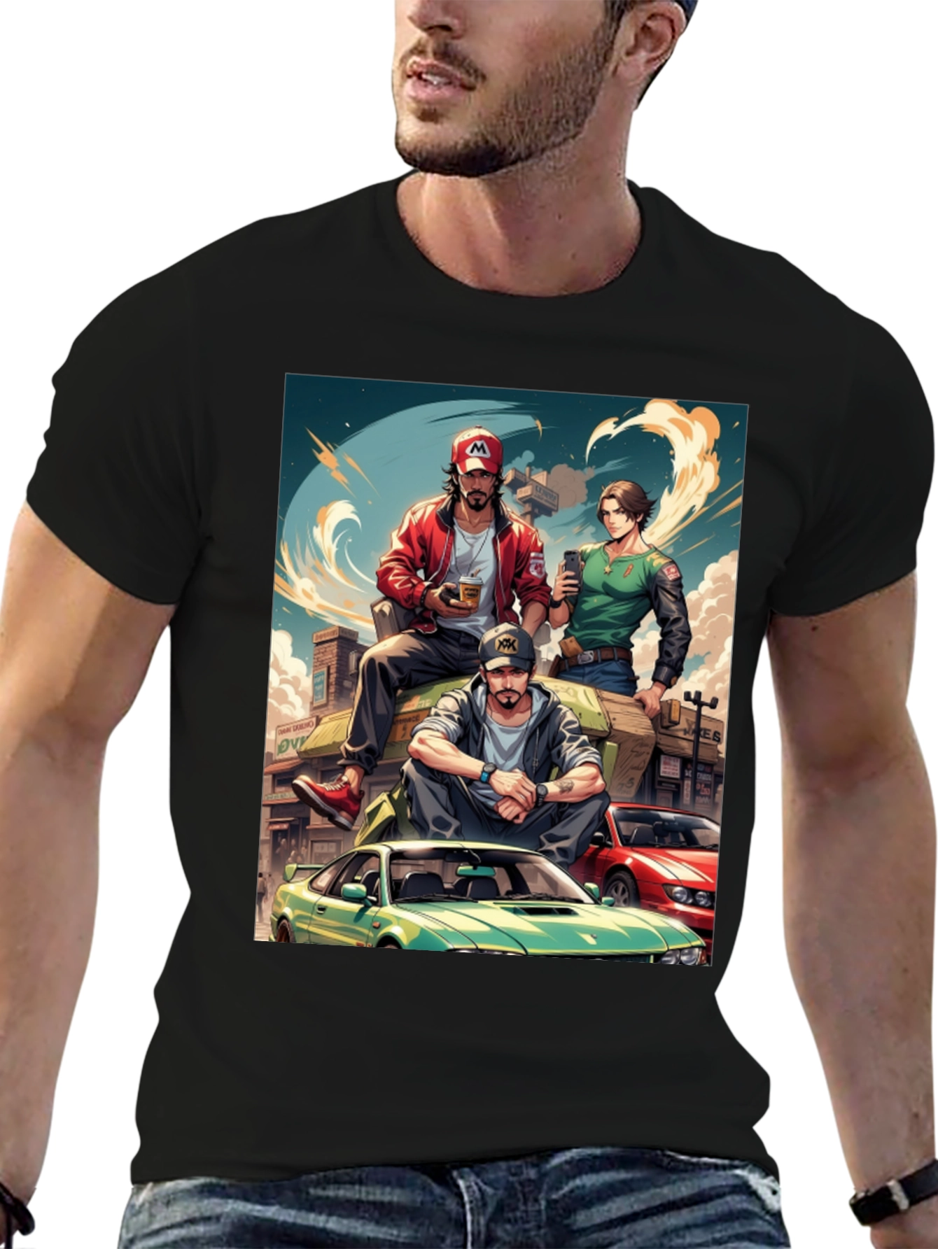 Anime Car Crew Black T-Shirt