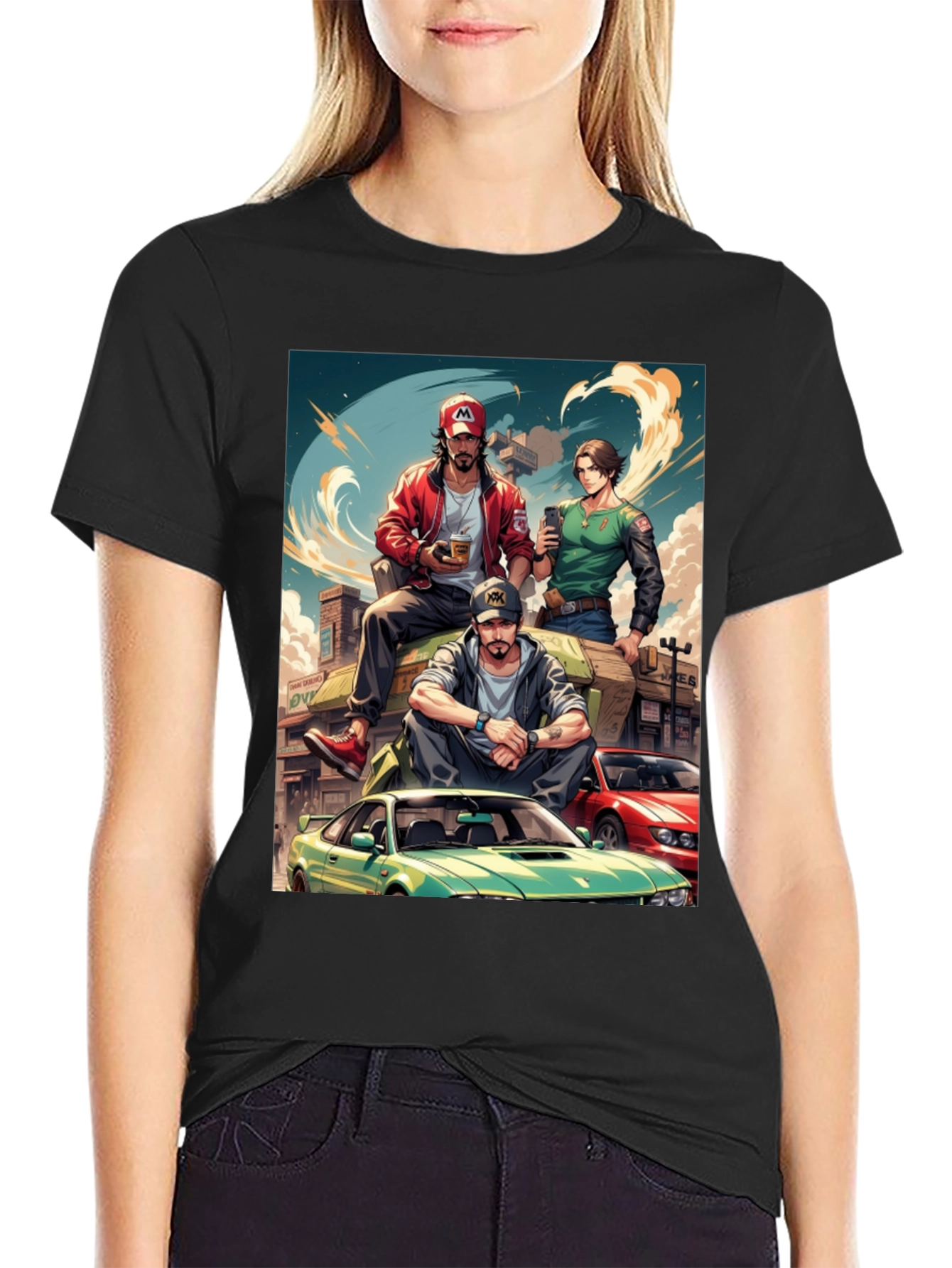 Anime Car Crew Black T-Shirt