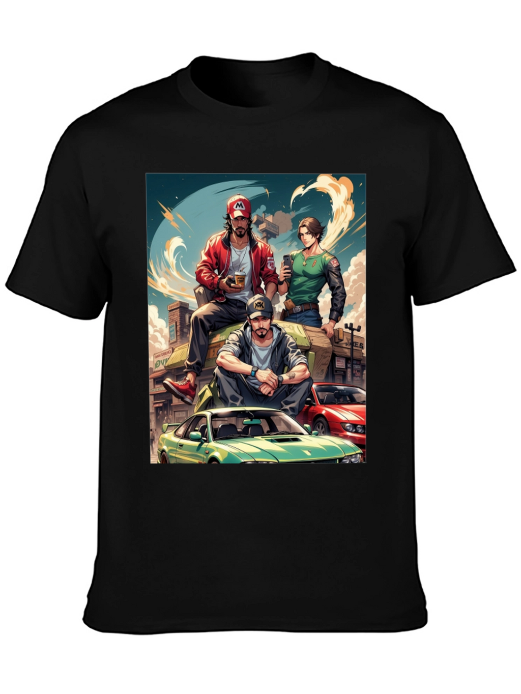 Anime Car Crew Black T-Shirt