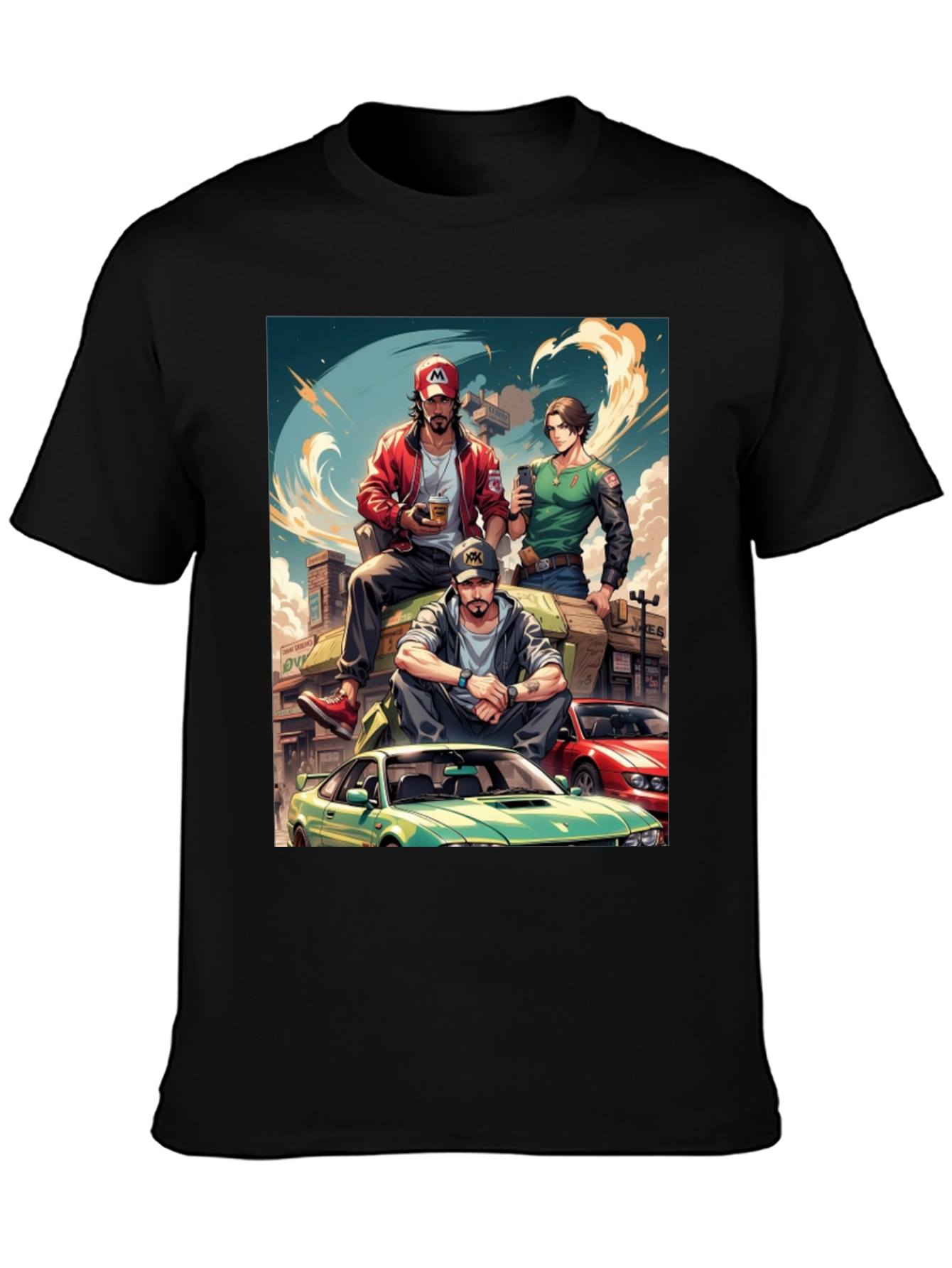Anime Car Crew Black T-Shirt