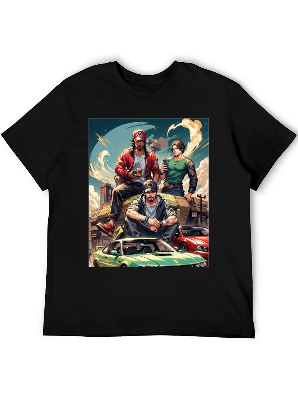 Anime Car Crew Black T-Shirt