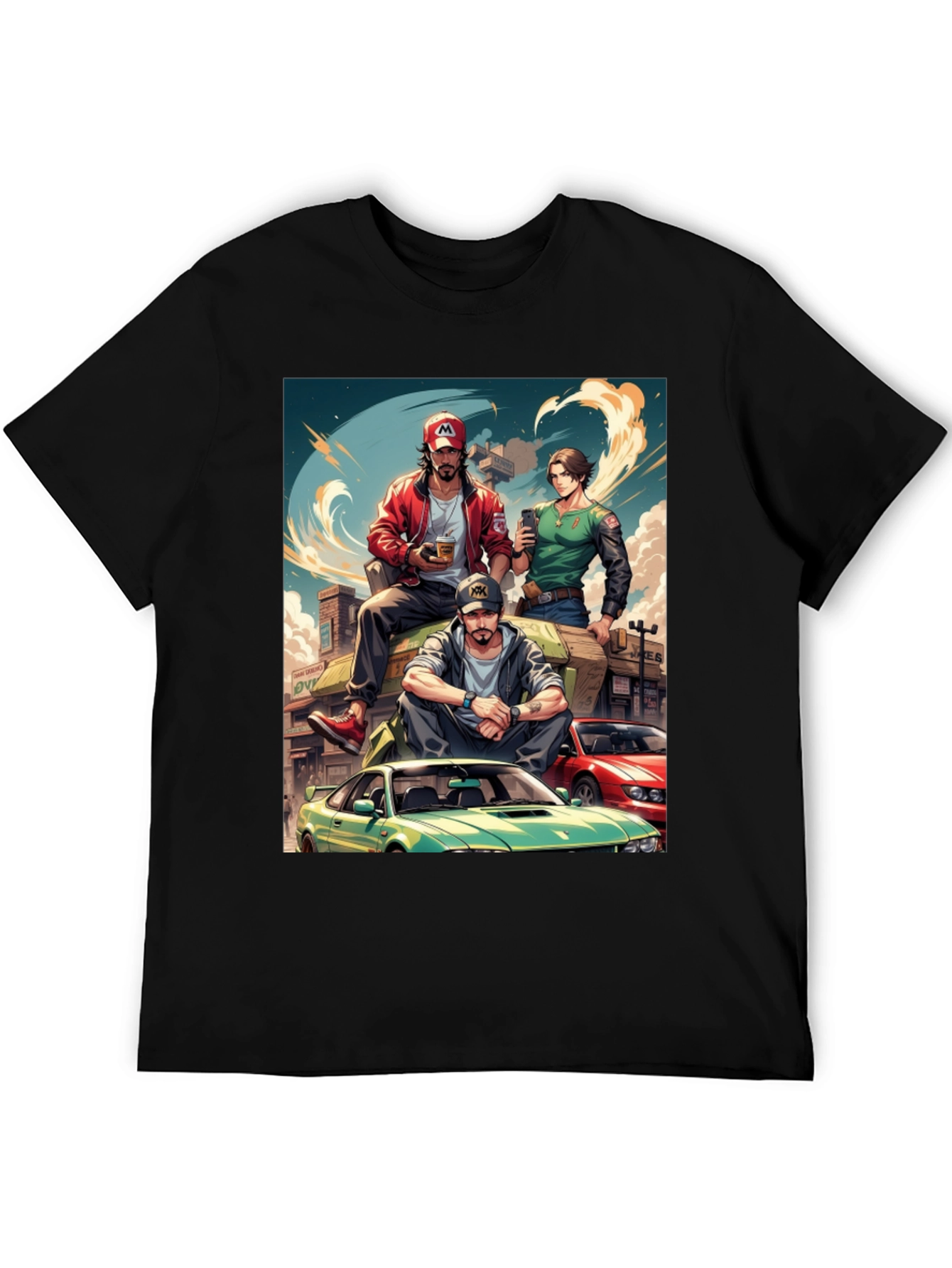 Anime Car Crew Black T-Shirt