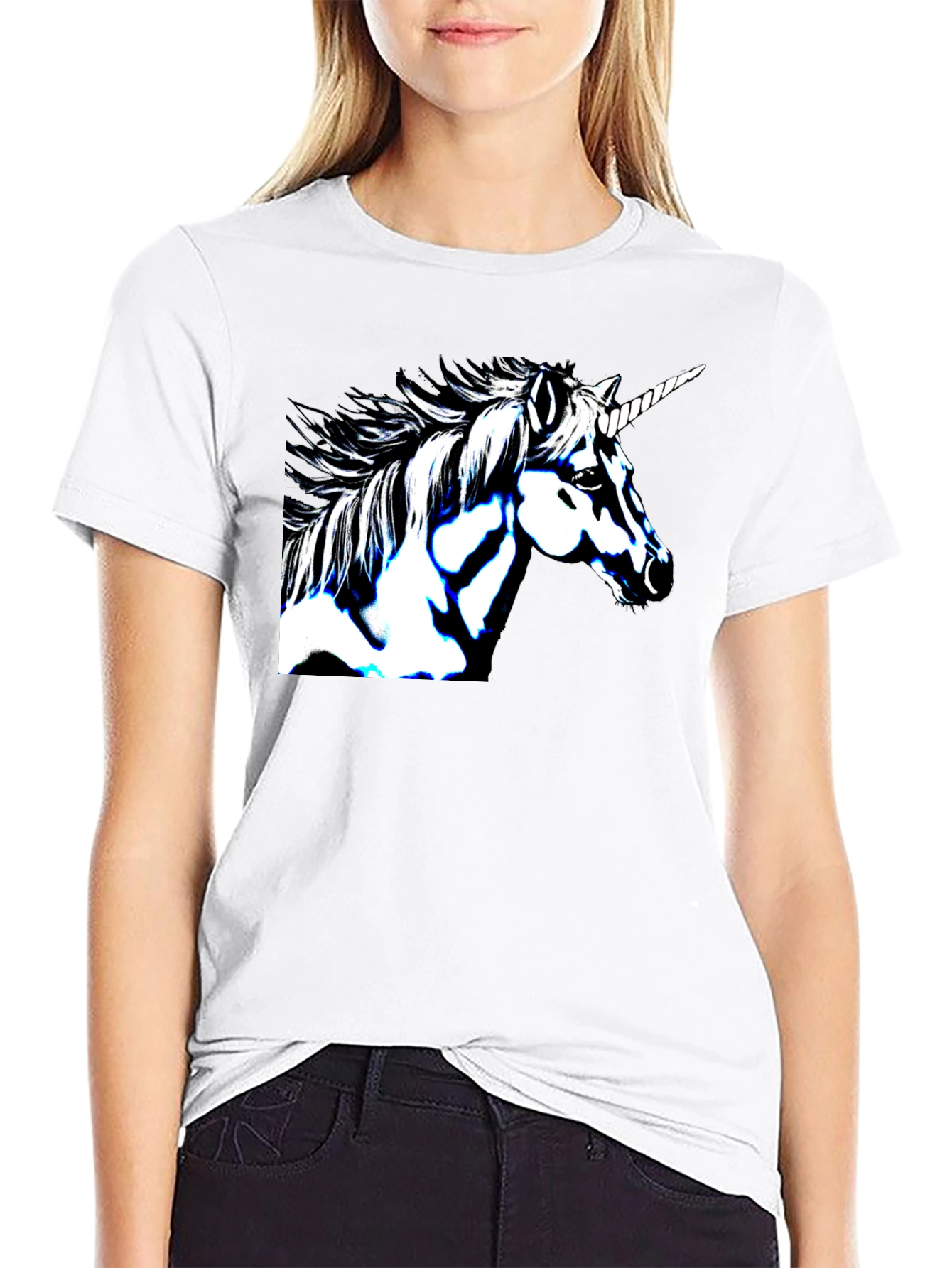 Unicorn Graphic Print Black Tee Shirt