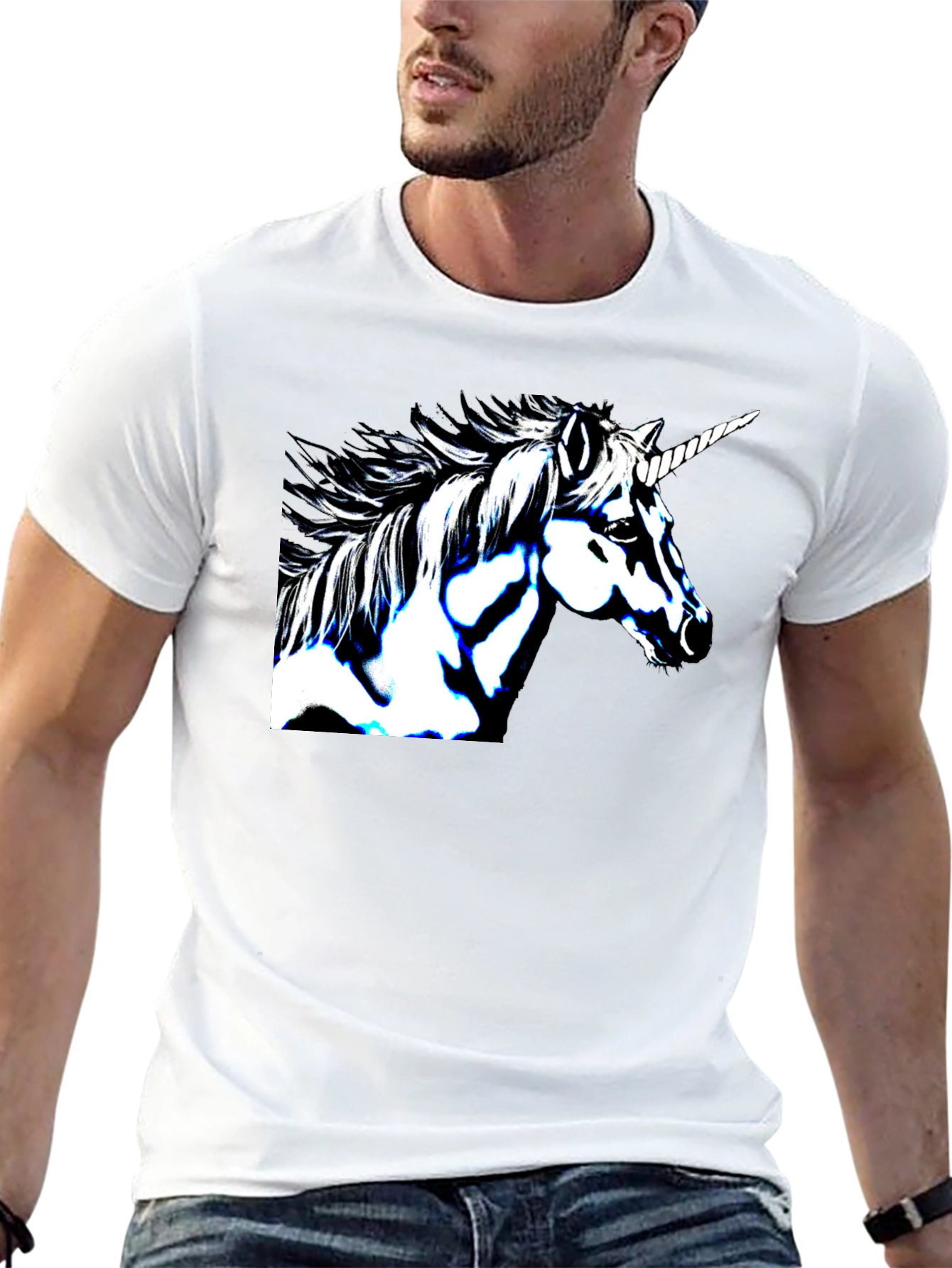 Unicorn Graphic Print Black Tee Shirt