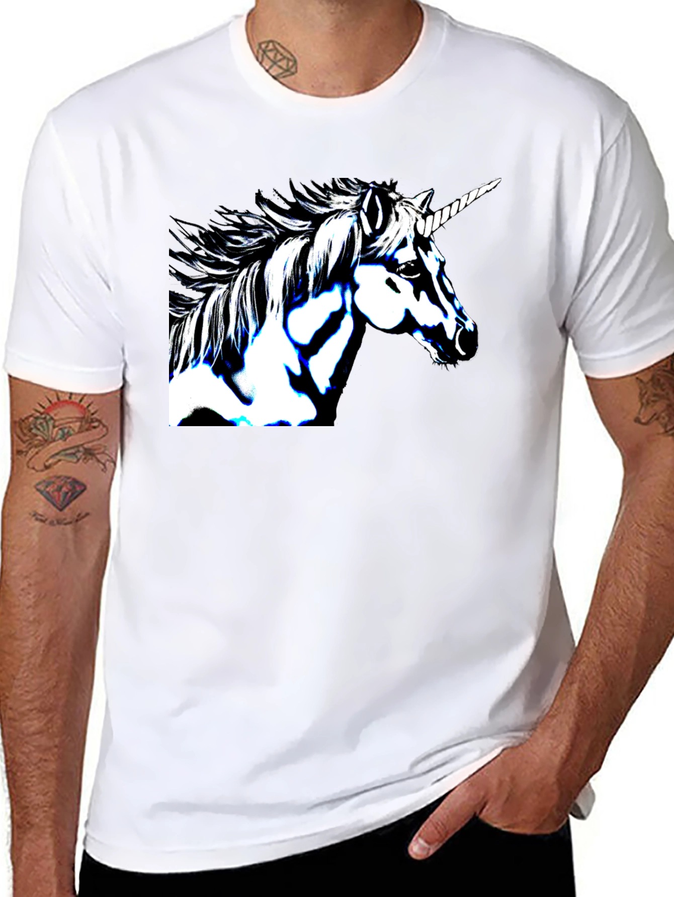 Unicorn Graphic Print Black Tee Shirt