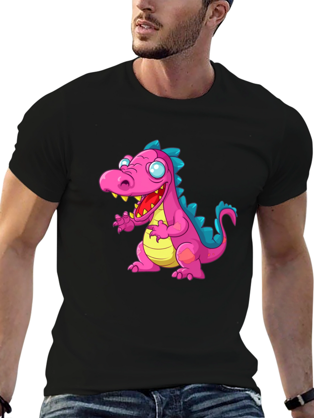 Dinosaur Graphic Tee - Mens Black T-Shirt