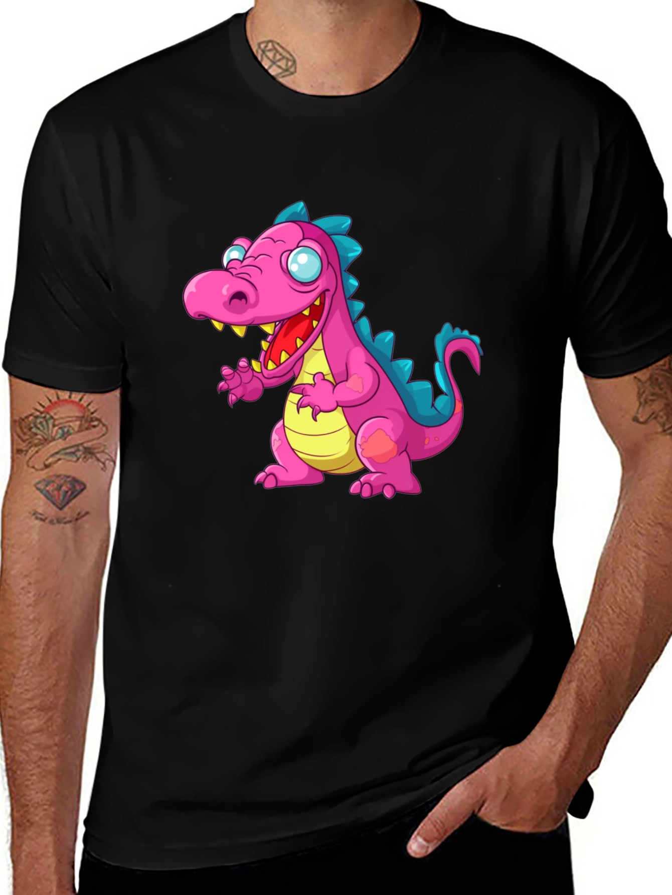 Dinosaur Graphic Tee - Mens Black T-Shirt