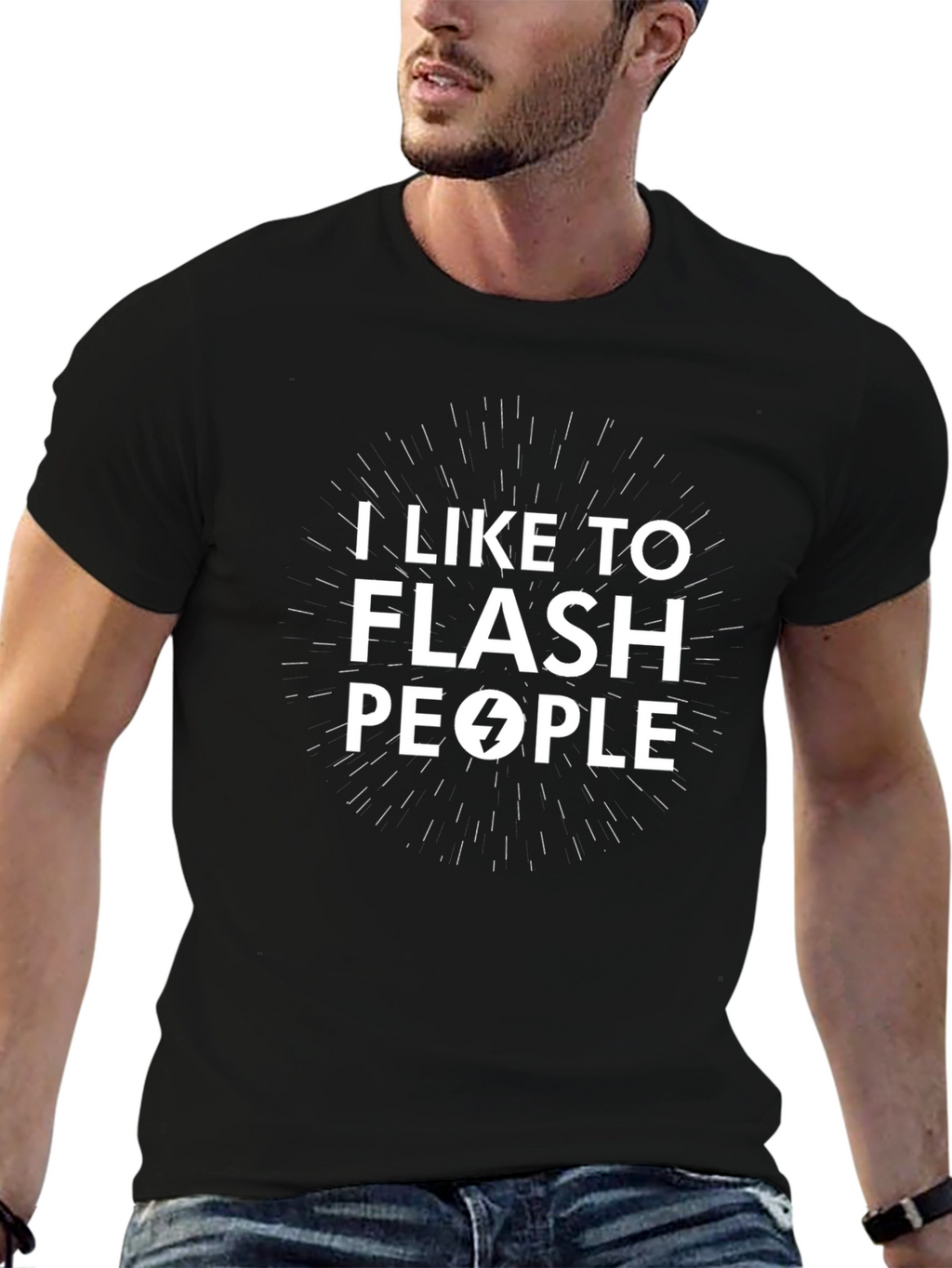 I Like To Flash People Black Graphic Tee