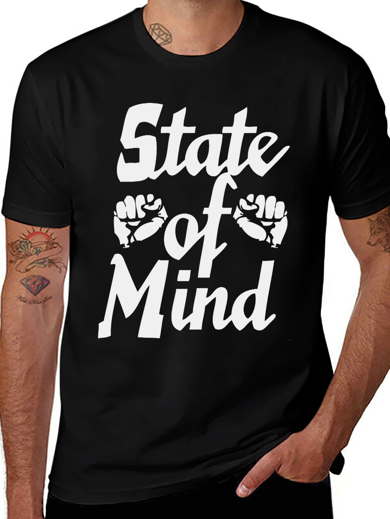State of Mind Graphic Tee - Black Cotton T-Shirt