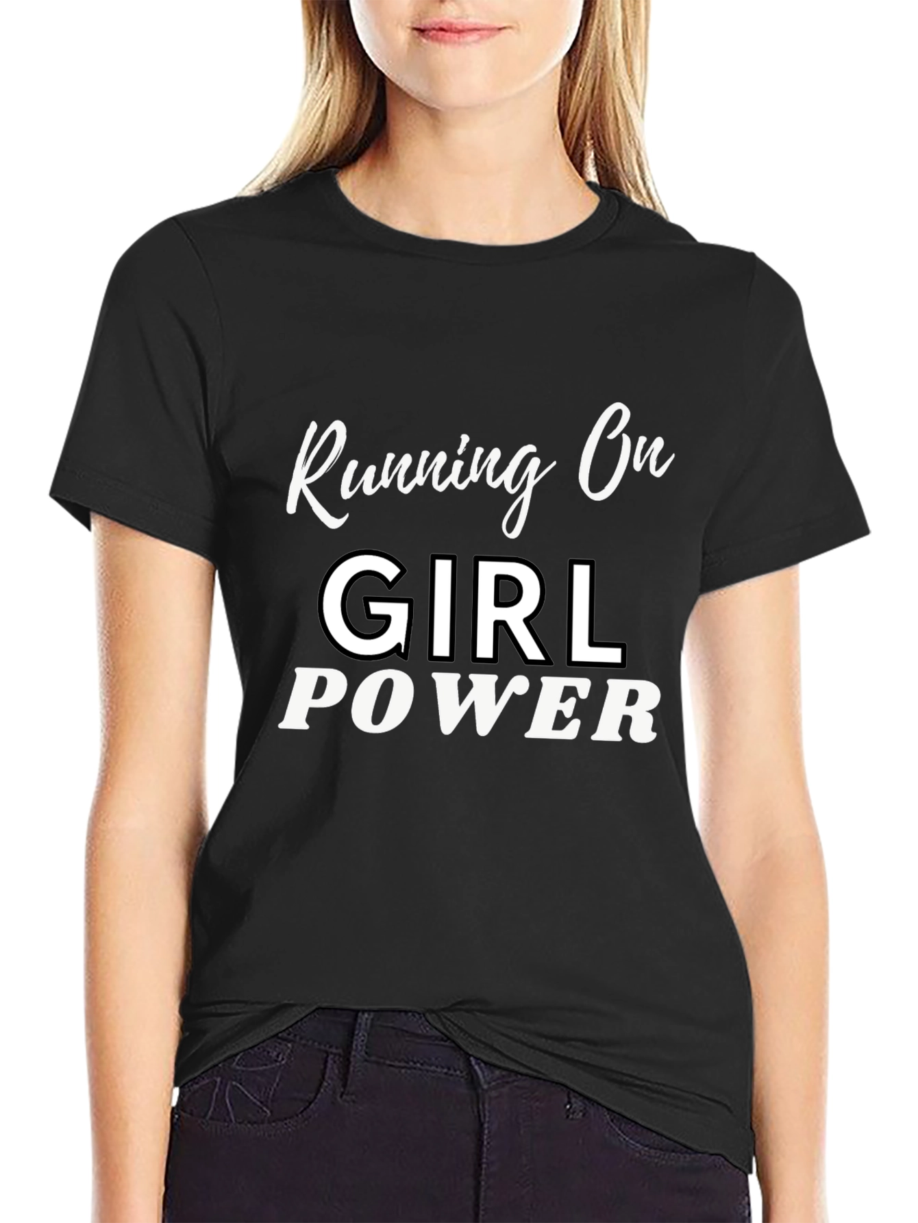 Girl Power Graphic Tee - Black Cotton T-Shirt