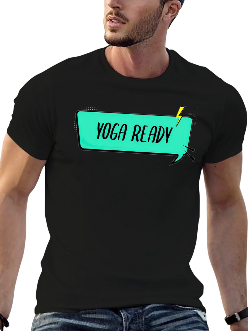Yoga Ready Graphic Tee - Black Cotton T-Shirt