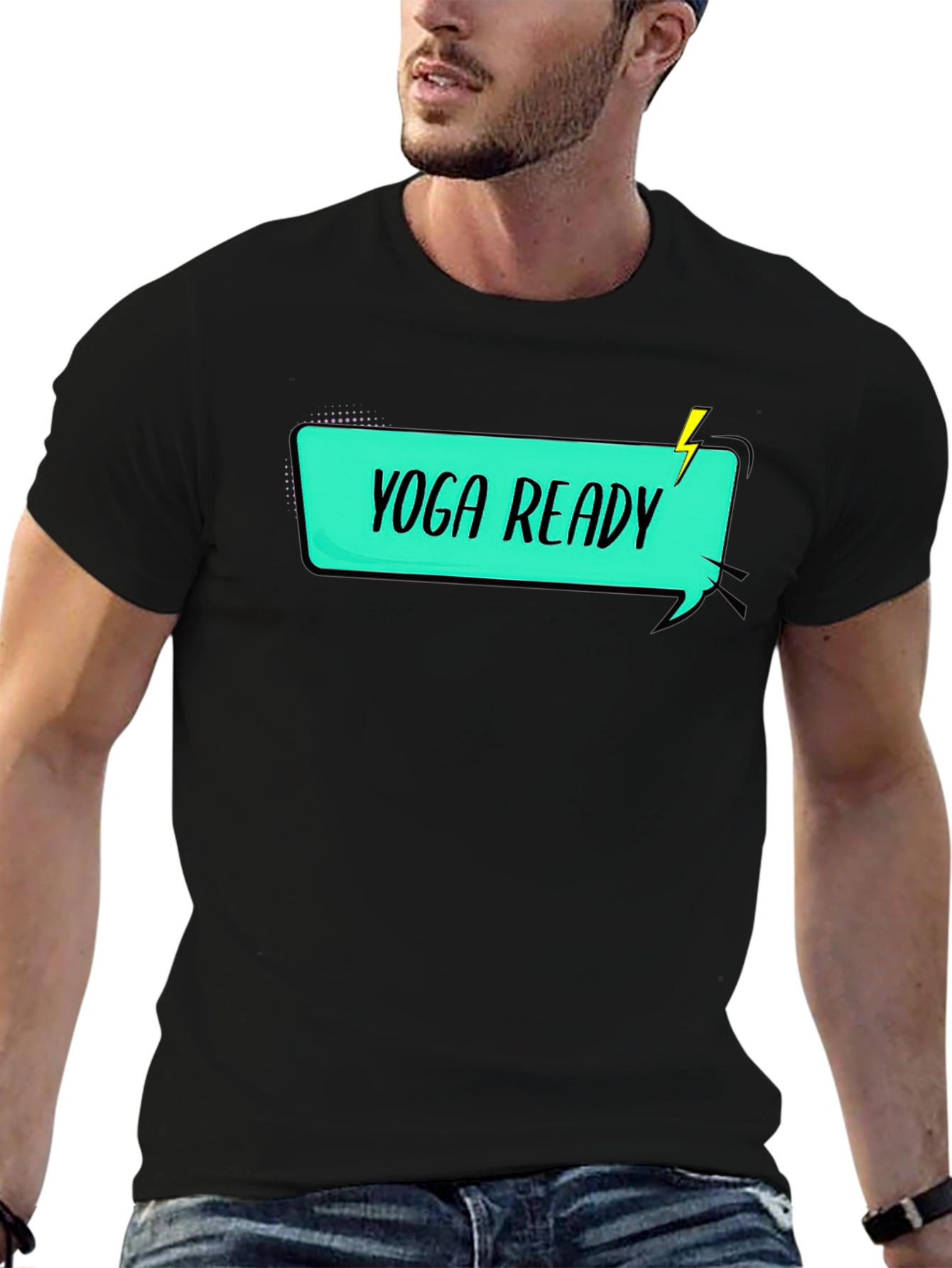 Yoga Ready Graphic Tee - Black Cotton T-Shirt