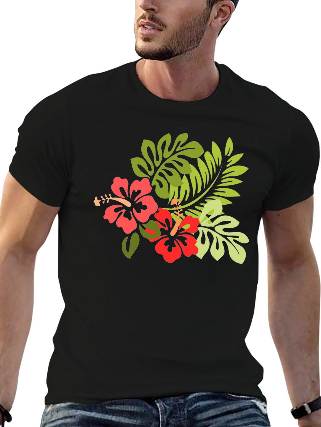 Tropical Hibiscus T-Shirt - Black
