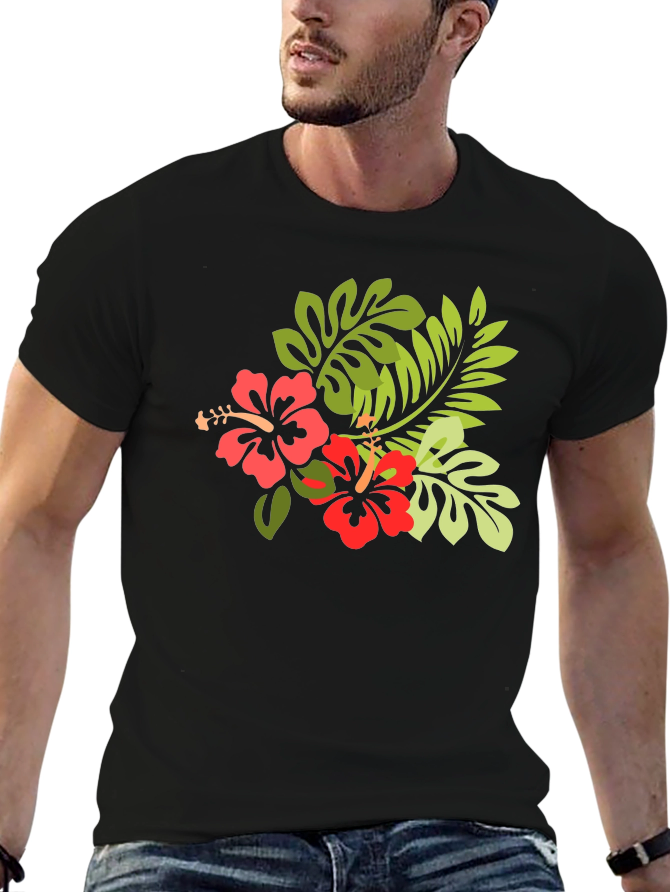 Tropical Hibiscus T-Shirt - Black