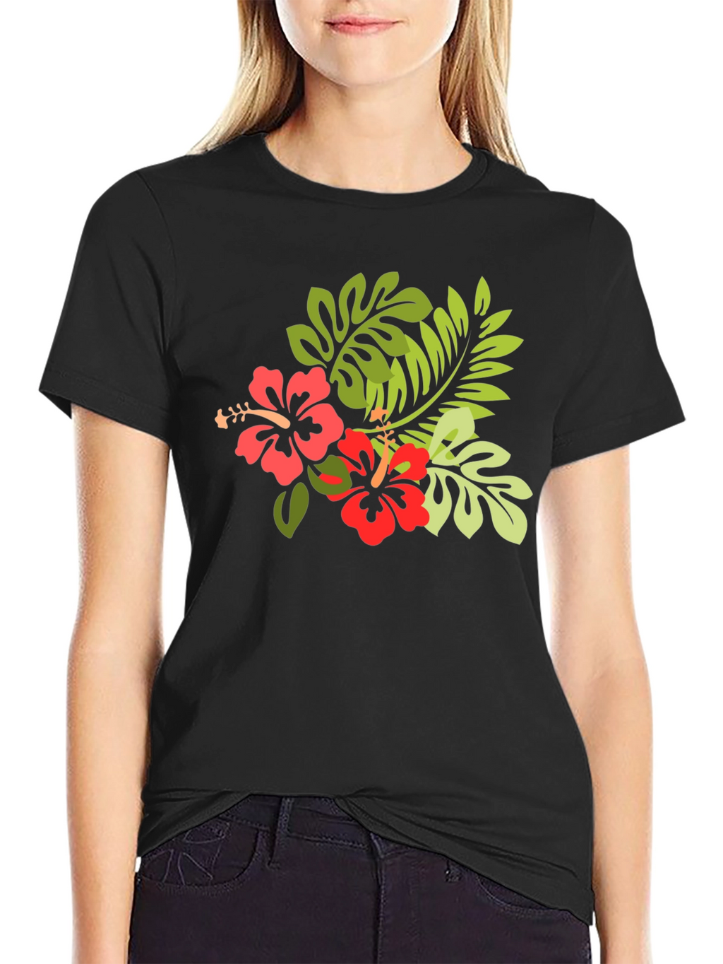 Tropical Hibiscus T-Shirt - Black