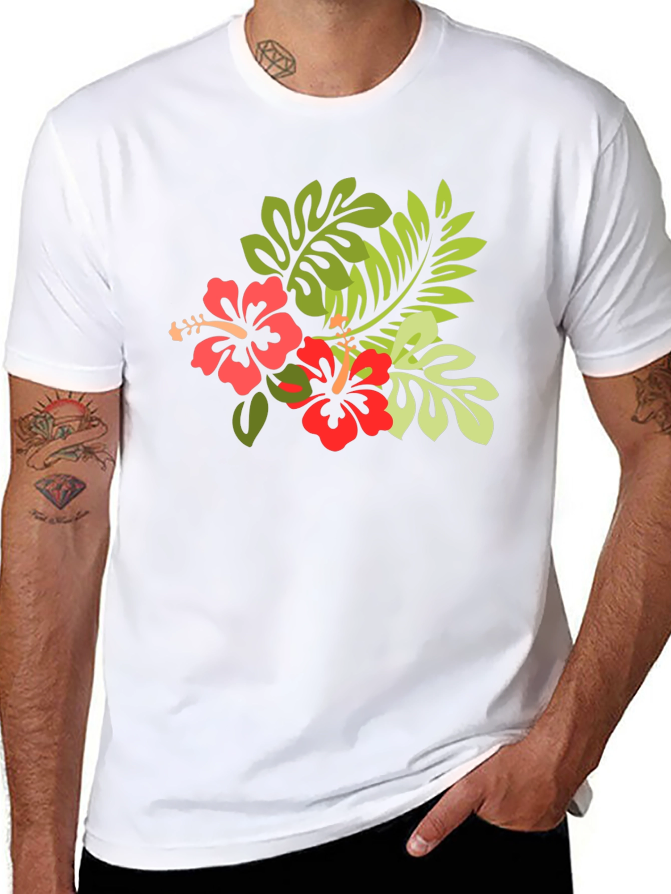 Tropical Hibiscus T-Shirt - Black
