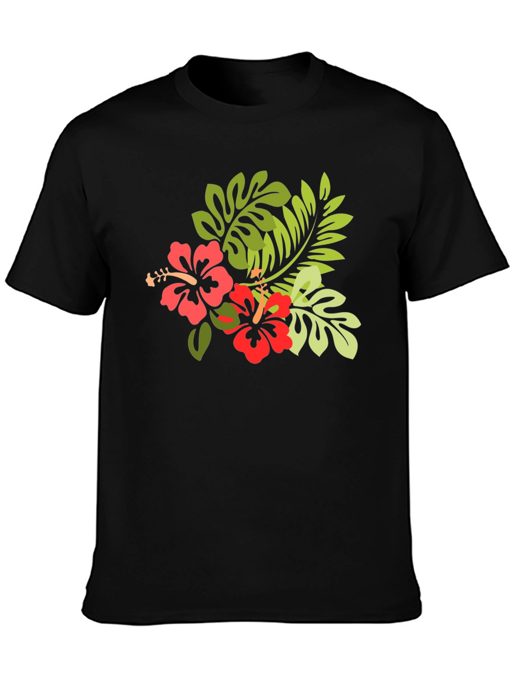 Tropical Hibiscus T-Shirt - Black