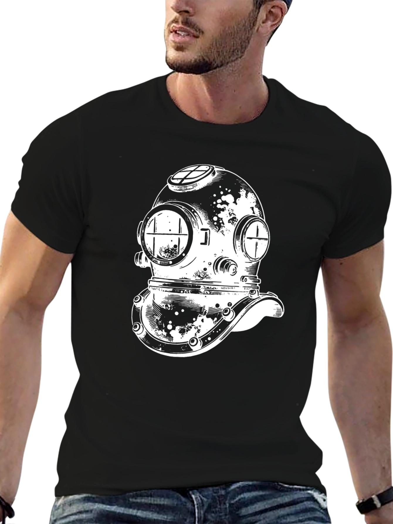 Diver Helmet Graphic Tee - Classic Design