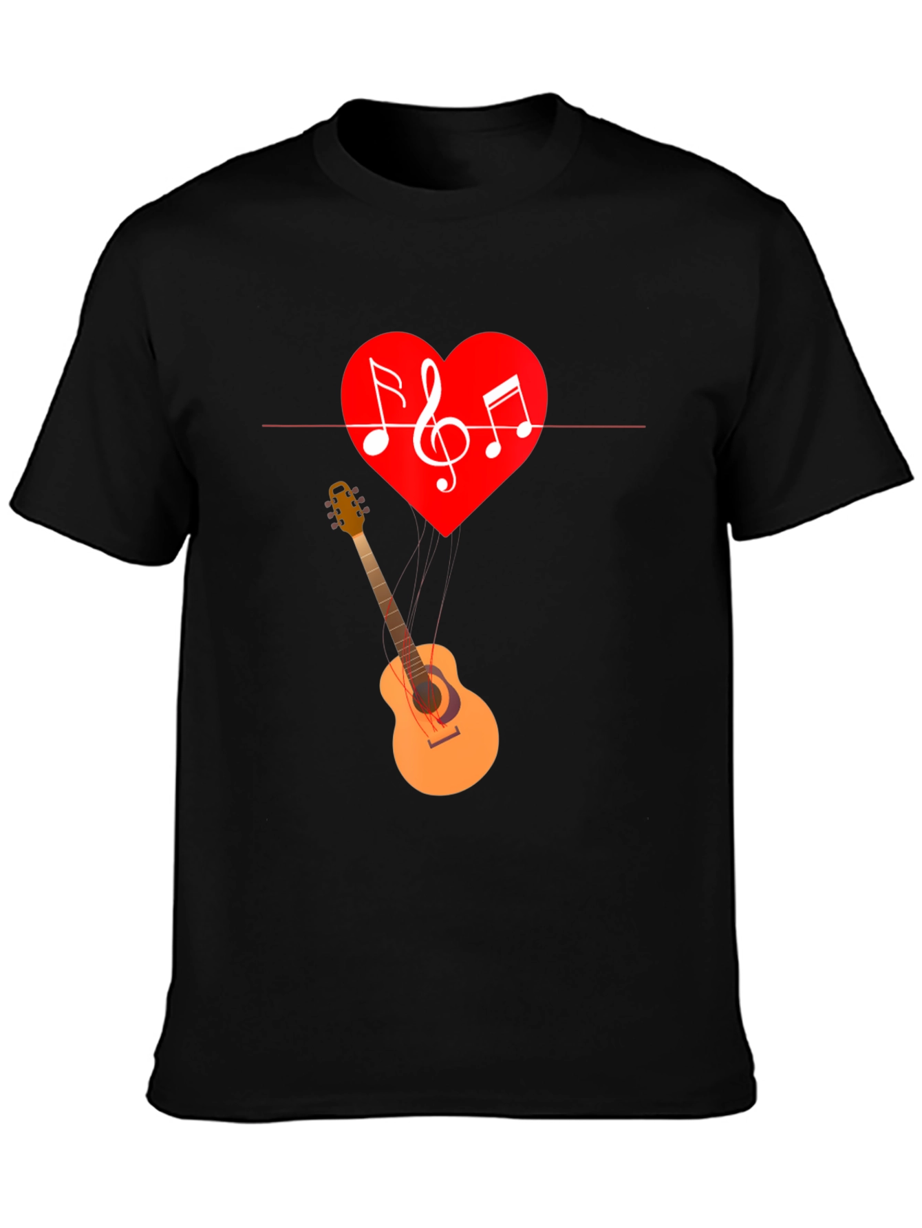 Music Heart Guitar Graphic T-Shirt