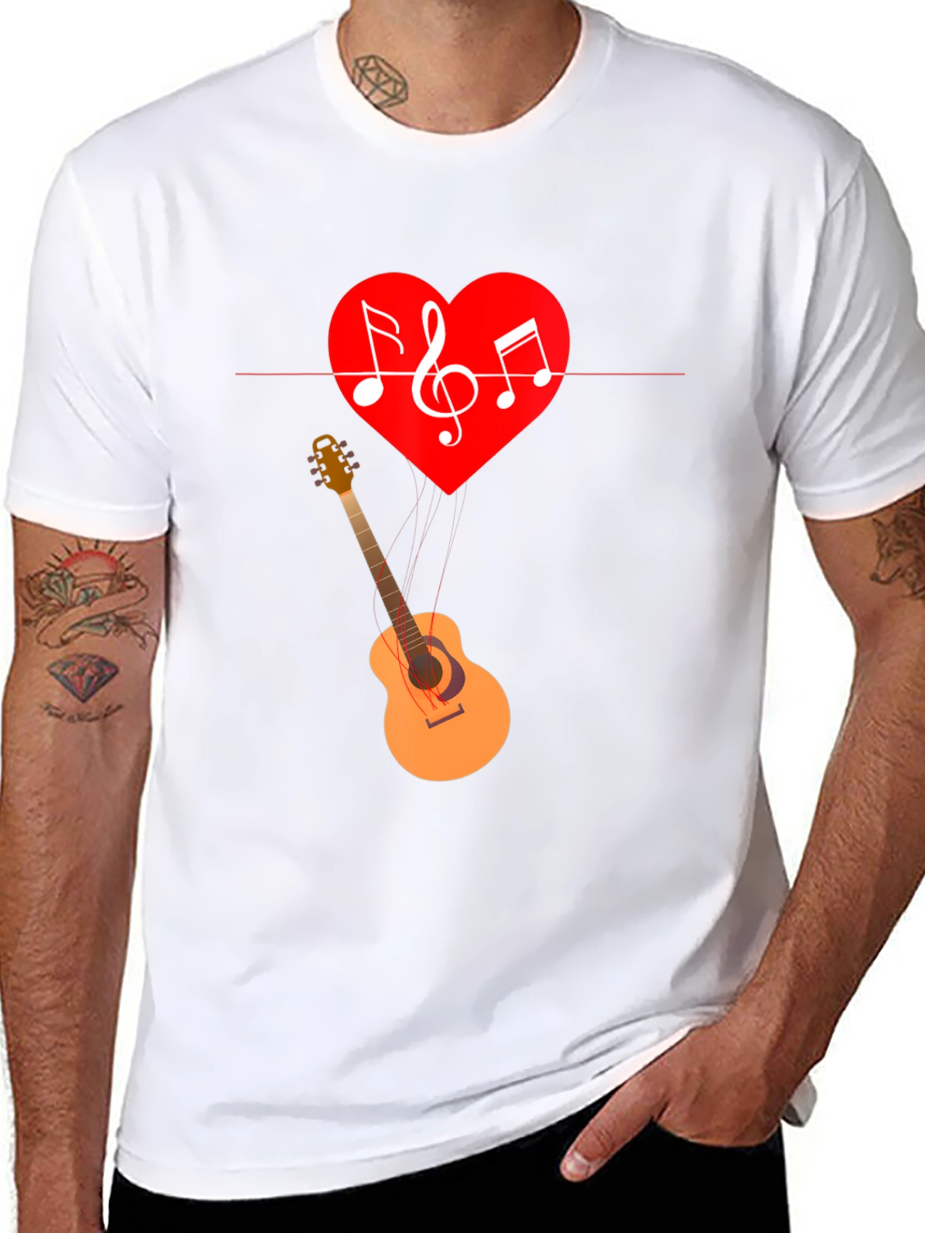 Music Heart Guitar Graphic T-Shirt