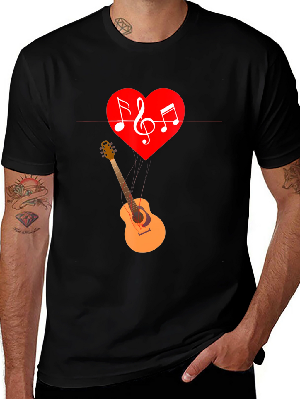Music Heart Guitar Graphic T-Shirt