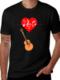 Music Heart Guitar Graphic T-Shirt