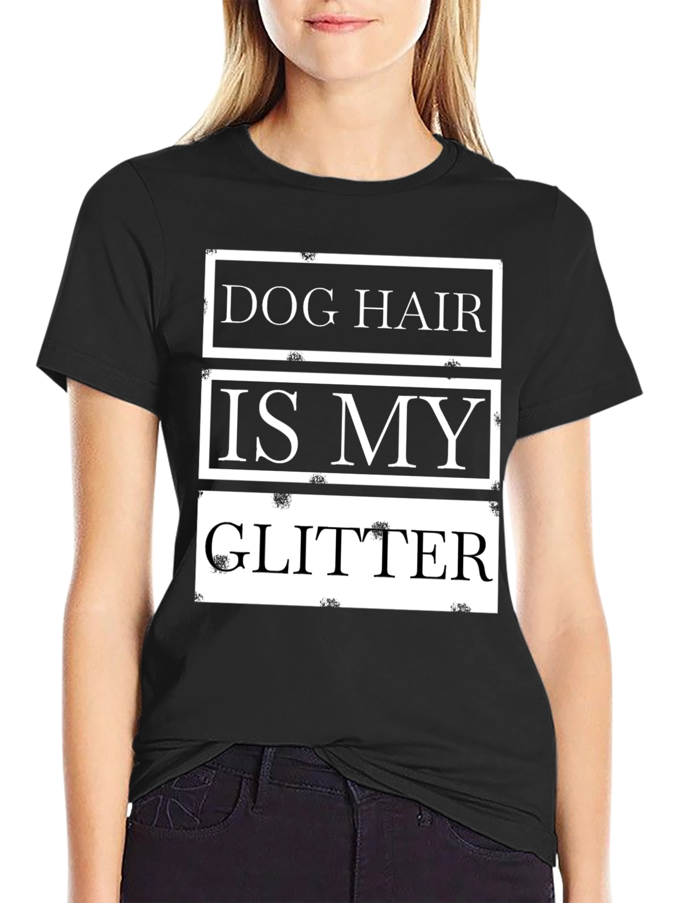 Dog Hair is My Glitter Black T-Shirt
