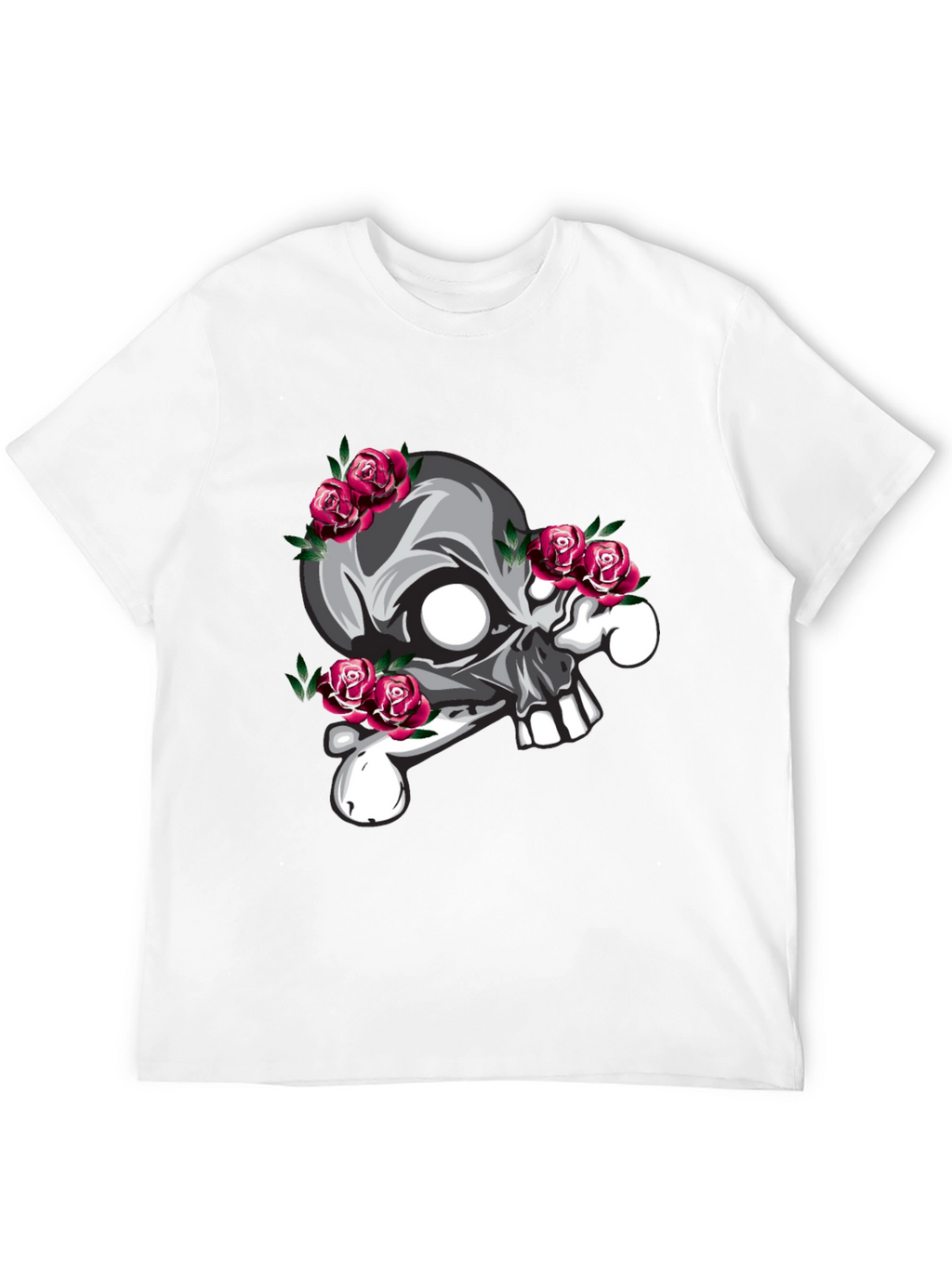 Skull & Roses Graphic T-Shirt - Black