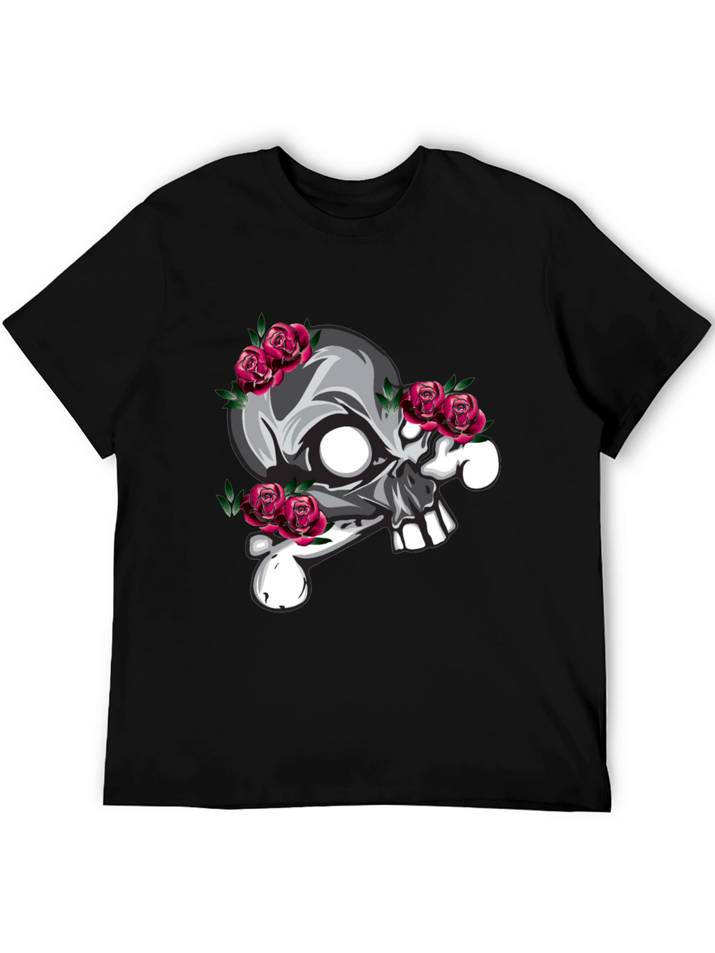 Skull & Roses Graphic T-Shirt - Black