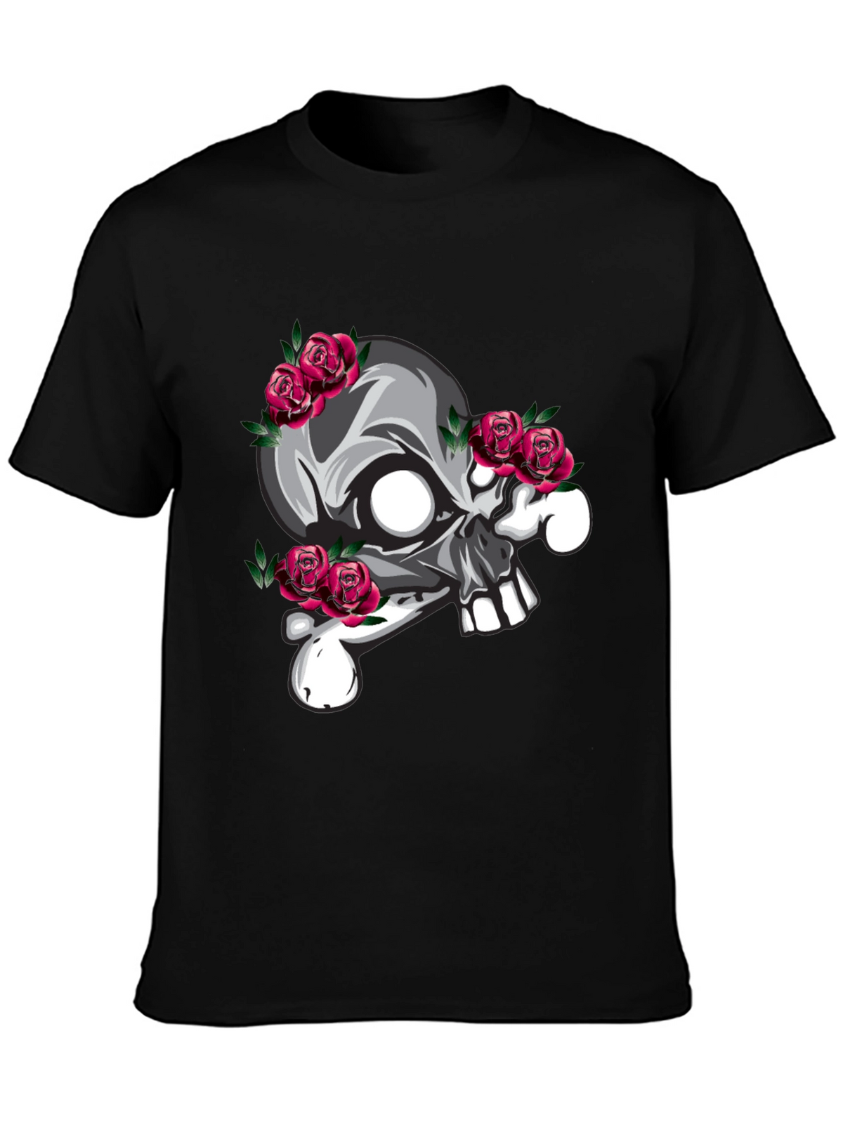 Skull & Roses Graphic T-Shirt - Black