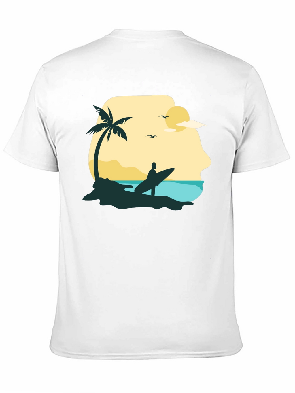 Beach Surfer Graphic Tee - Black Cotton T-Shirt