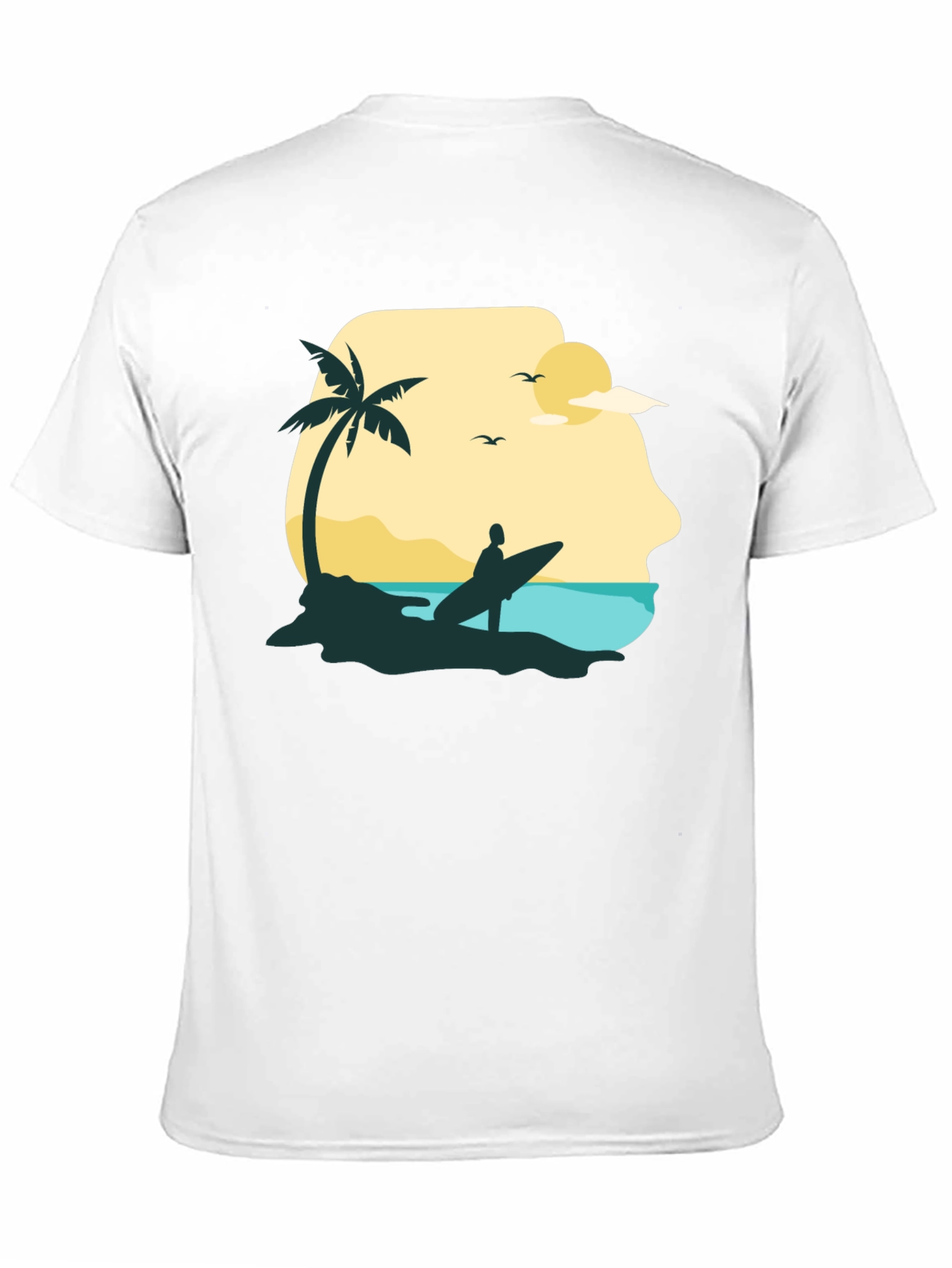 Beach Surfer Graphic Tee - Black Cotton T-Shirt