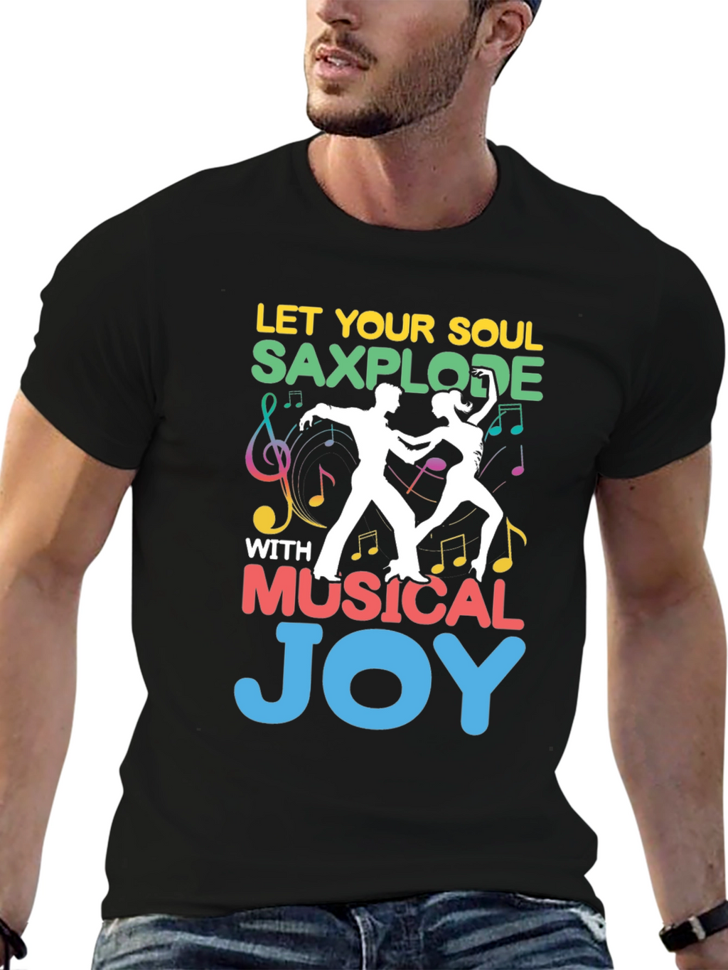 Let Your Soul Saxplode Black T-Shirt