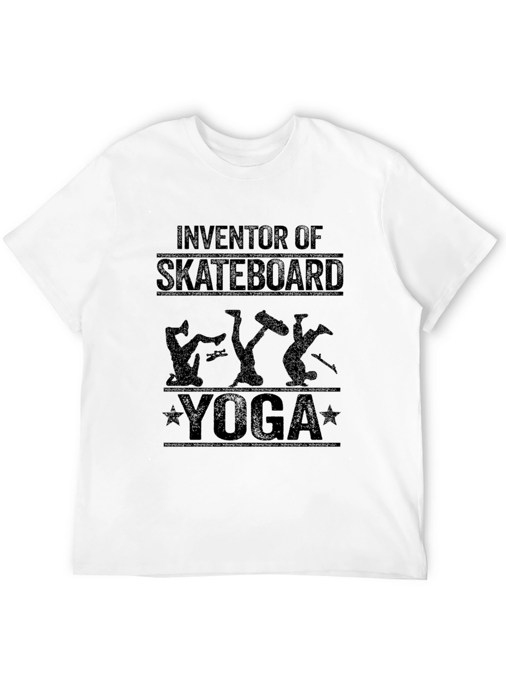 Skateboard Yoga Graphic Tee - Black Cotton T-Shirt