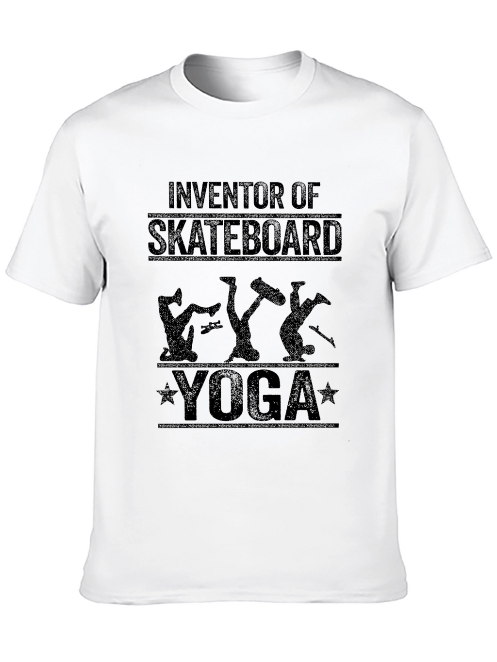 Skateboard Yoga Graphic Tee - Black Cotton T-Shirt
