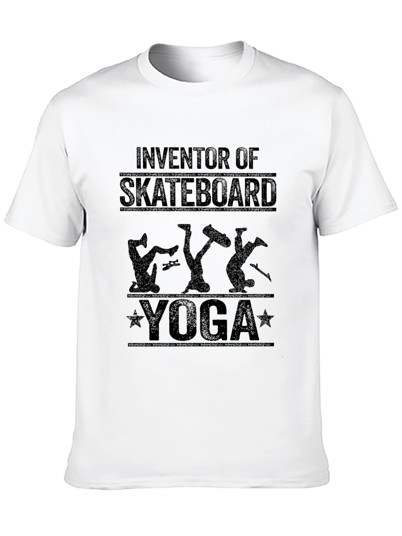 Skateboard Yoga Graphic Tee - Black Cotton T-Shirt