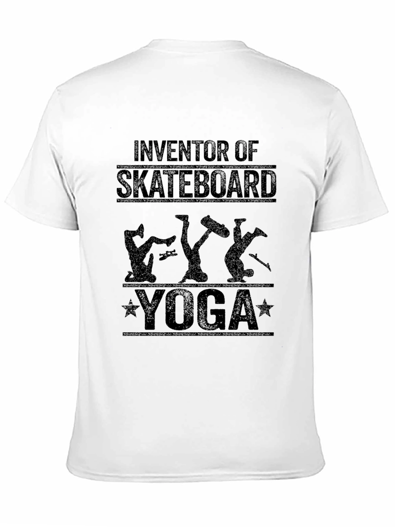 Skateboard Yoga Graphic Tee - Black Cotton T-Shirt