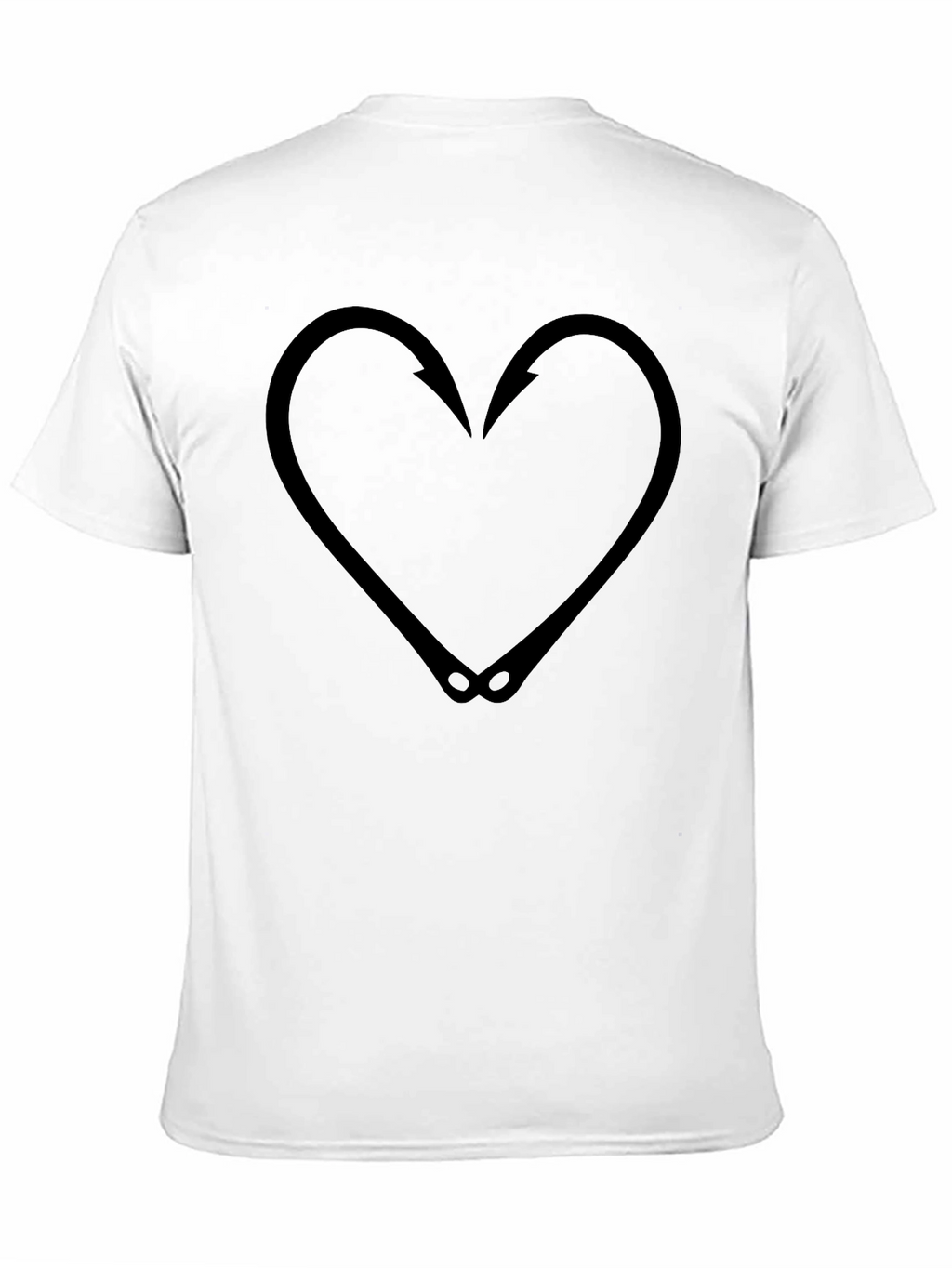 Fishing Hook Heart Graphic Tee - Black T-Shirt