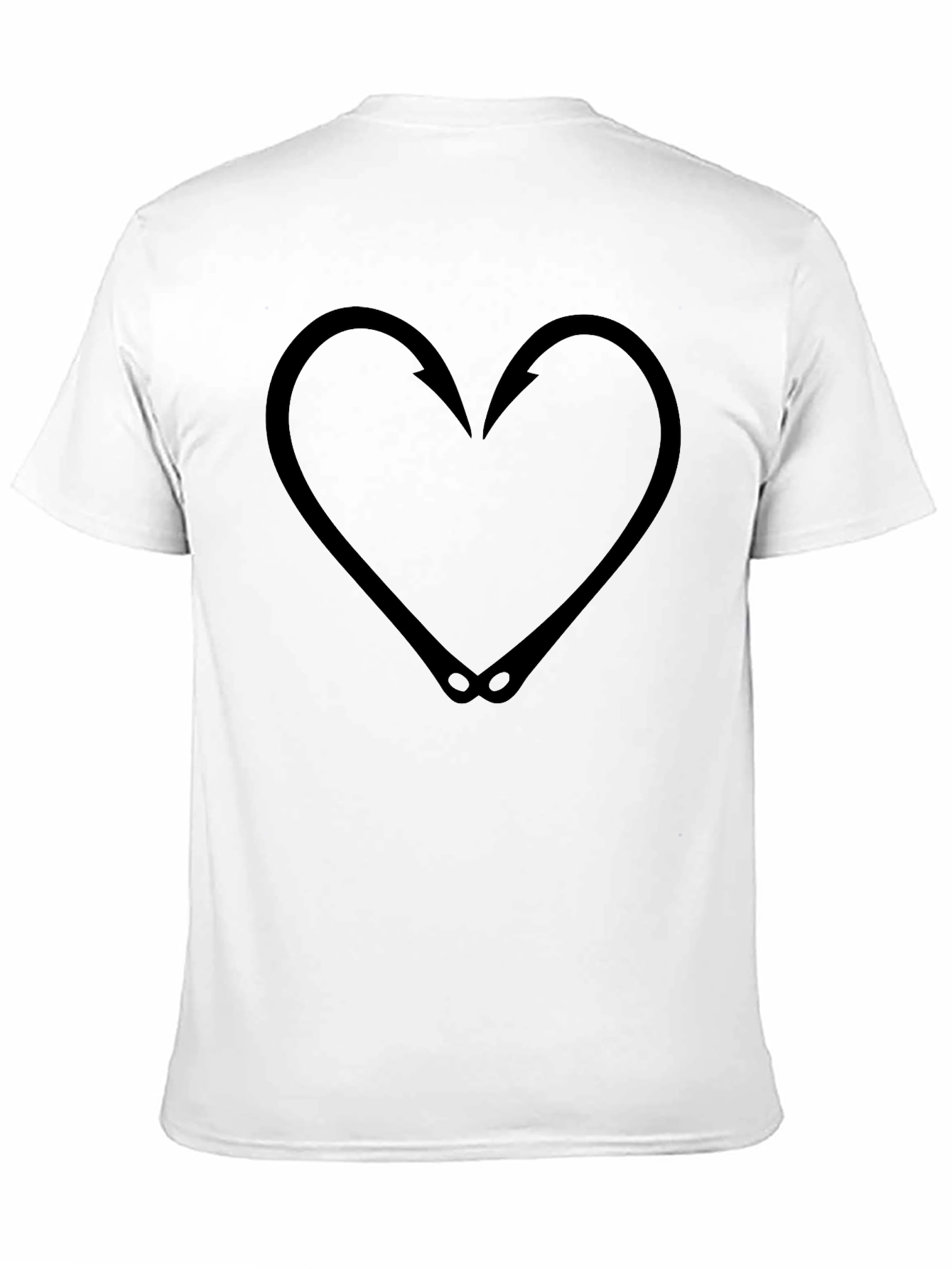 Fishing Hook Heart Graphic Tee - Black T-Shirt