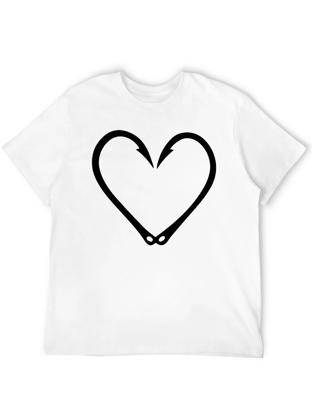 Fishing Hook Heart Graphic Tee - Black T-Shirt