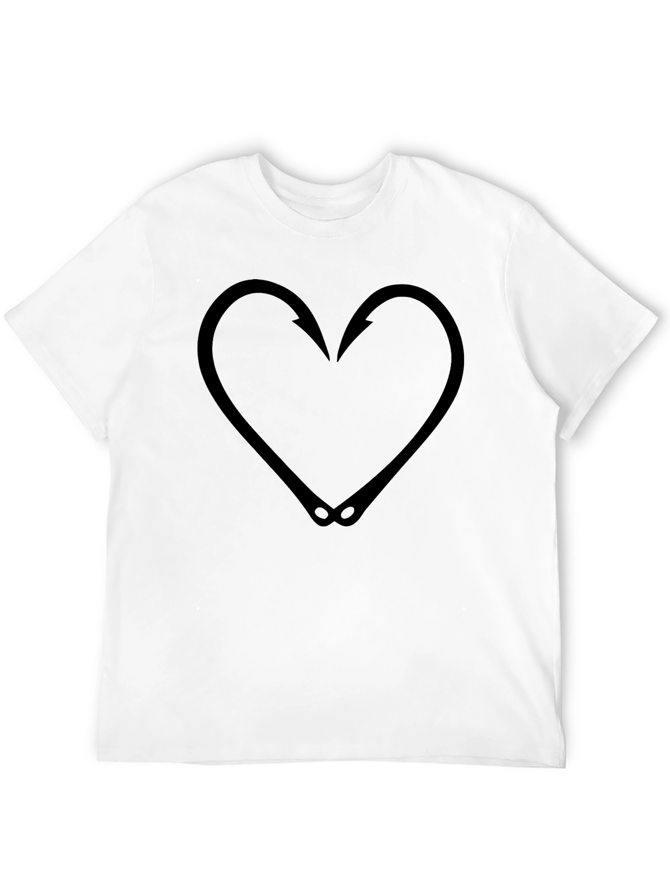 Fishing Hook Heart Graphic Tee - Black T-Shirt